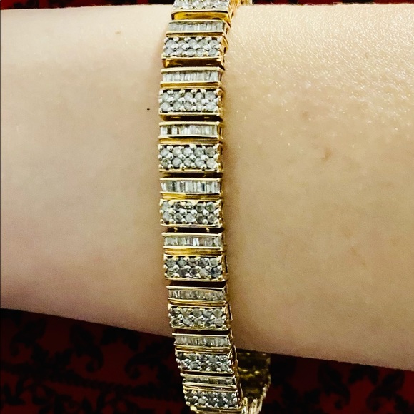 6.44 cttws GENUINE DIAMOND 10K GOLD BRACELET - Picture 11 of 16
